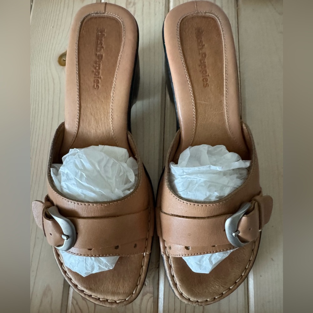 Hush Puppies Tan Leather Mules